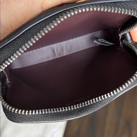 Coach Zip Card Case Black Pebbled Leather Card Case with Mixed Metal Charms - Picture 5 of 9